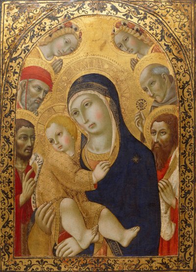 Madone et Enfant avec les saints Jérôme, Jean-Baptiste, Bernardino et Barthélemy, vers 1450-1475 - Sano di Pietro