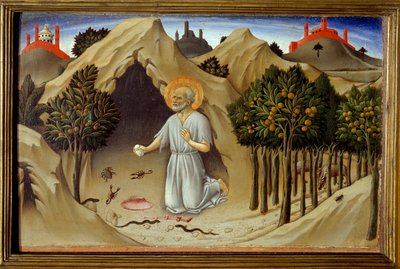 Scène de la vie de Saint Jérôme : La pénitence de Saint Jérôme - Sano di also Ansano di Pietro di Mencio Pietro