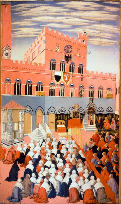 La prédication de Bernardino de Sienne - Sano di also Ansano di Pietro di Mencio Pietro