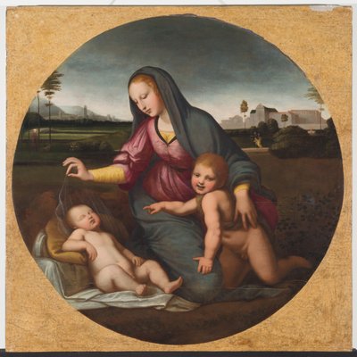 Madone et Enfant avec le Jeune Saint Jean, c.1500 - Sanzio of Urbino (follower of) Raphael