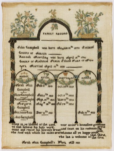 Registre familial - Sarah Ann Campbell