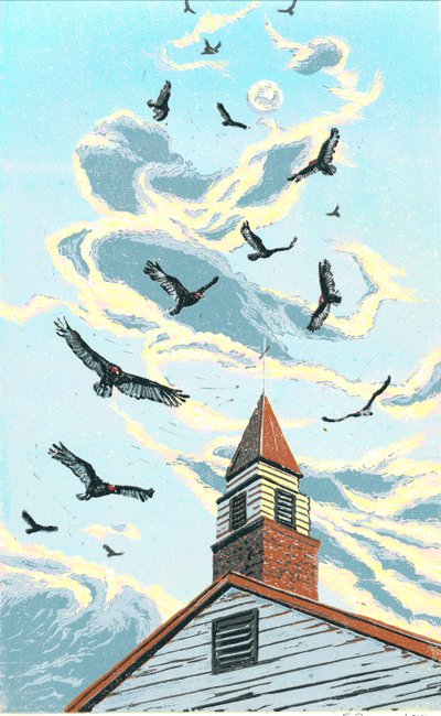 Messengers, 2024 (Linocut) - Sarah Drummond