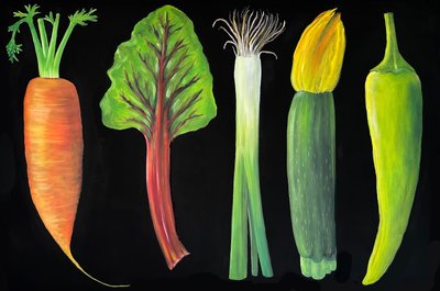 Légumes, 2024 (huile sur toile) - Sarah Thompson Engels