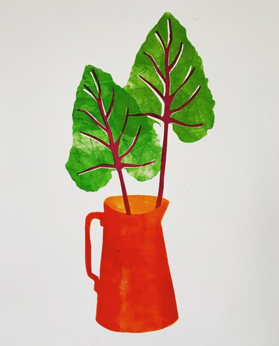 Pichet rouge avec des feuilles, 2020 - Sarah Thompson Engels