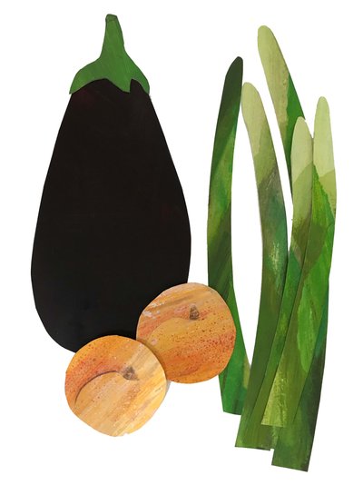 Asperges, abricots, aubergine, 2019 - Sarah Thompson Engels
