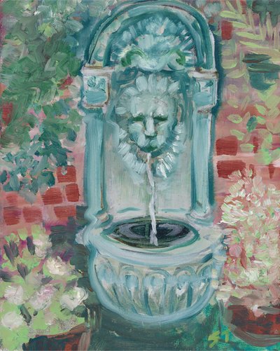 Lion dans les fougères, vers 2021 (huile sur toile) - Sarah Tudor