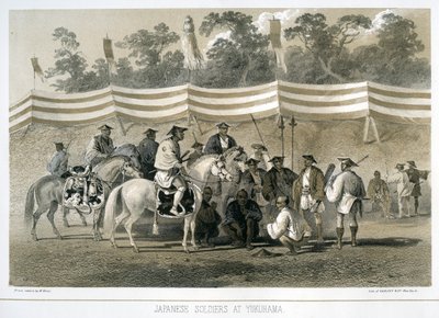 Soldats japonais à Yukuhama, Japon, vers 1845 - Sarony and Co