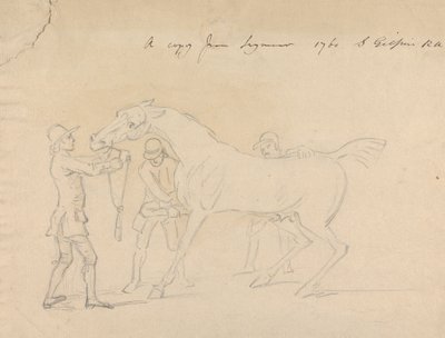 Un cheval et trois palefreniers - Sawrey Gilpin