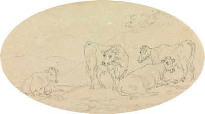 Quatre vaches dans un champ - Sawrey Gilpin