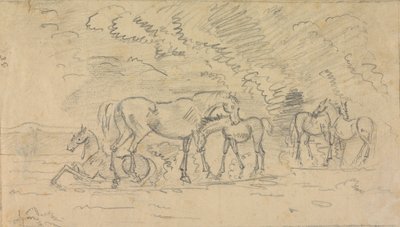 Chevaux dans un pré - Sawrey Gilpin