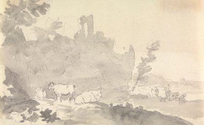 Paysage avec vaches au premier plan - Sawrey Gilpin