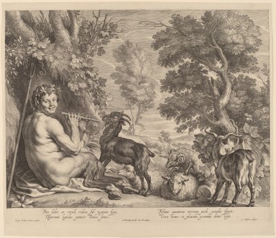 Pan jouant de la flûte - Schelte Adams Bolswert after Jacob Jordaens