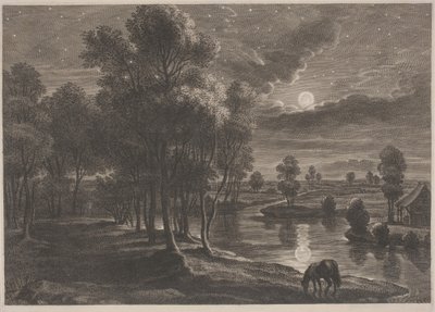 Paysage de rivière au clair de lune - Schelte Adams Bolswert, after Sir Peter Paul Rubens