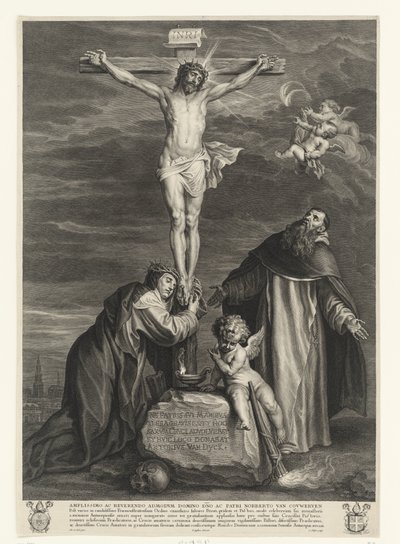 Christ en croix avec les saints Catherine de Sienne et Dominique sous la croix - Schelte Adamsz. Bolswert