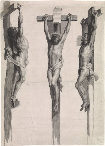 Christ en croix entre les deux criminels crucifiés - Schelte Adamsz. Bolswert