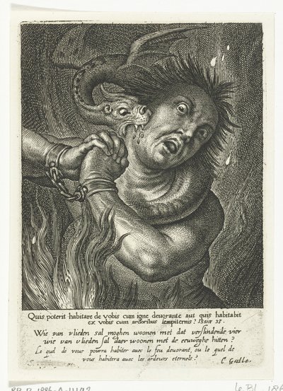 Âme mordue par un monstre en enfer - Schelte Adamsz. Bolswert