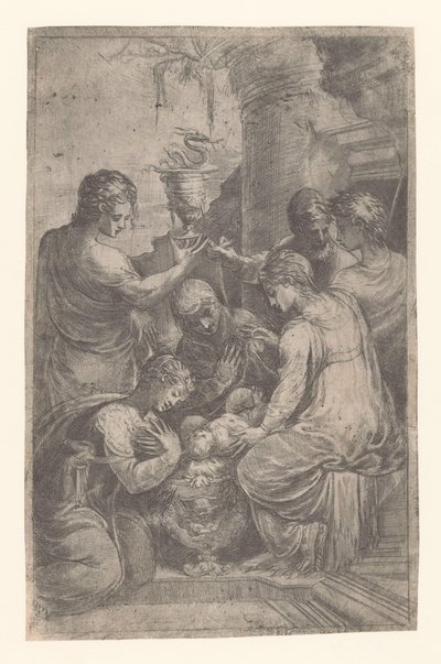 Jésus dans la crèche avec des saints - Schiavone