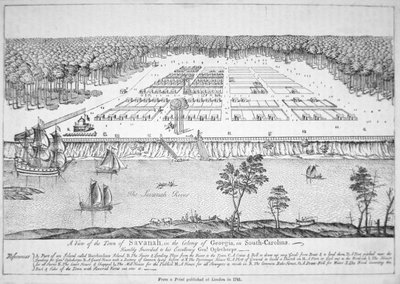 Vue de Savannah, Géorgie en 1741 - School American