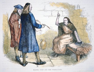 Martha Corey accusée de sorcellerie pendant les procès des sorcières de Salem en 1692 - School American