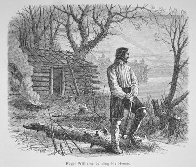 Roger Williams construit une cabane sur la rivière Seekonk - School American