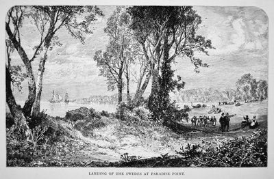 Les colons suédois débarquent à Paradise Point sur la rivière Delaware en 1638 - School American