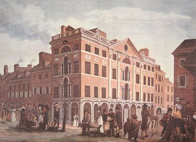 Le coin des rues Third et Market, Philadelphie (lithographie en couleur) - School American