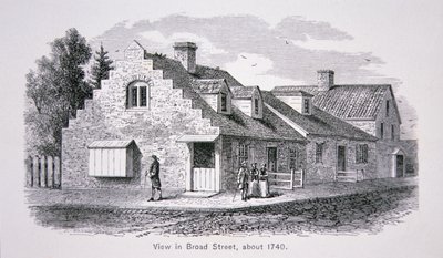 Vue de Broad Street, New York City vers 1740 - School American