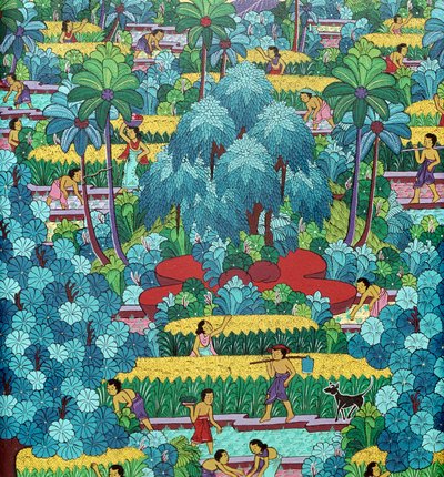 Peinture naïve traditionnelle balinaise, Indonésie 20e siècle - School Balinese