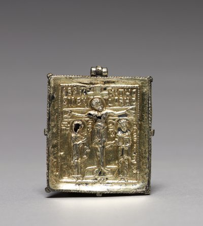 Enkolpion avec la Crucifixion (recto) et Saints Théodore et Georges (verso) - School Byzantine