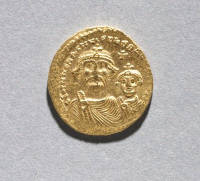 Solidus avec Héraclius et son fils Héraclius Constantin (avers), c.616-625 - School Byzantine