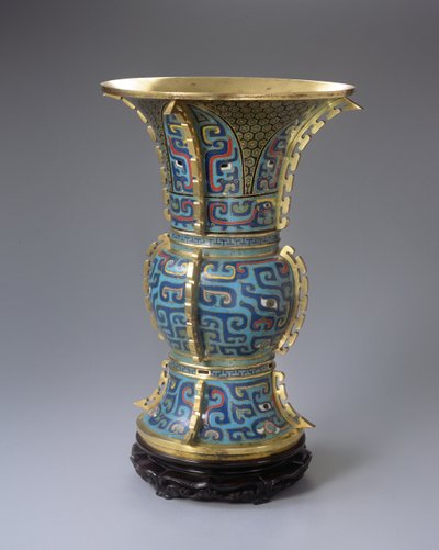 Vase en forme de Zun et support - School Chinese