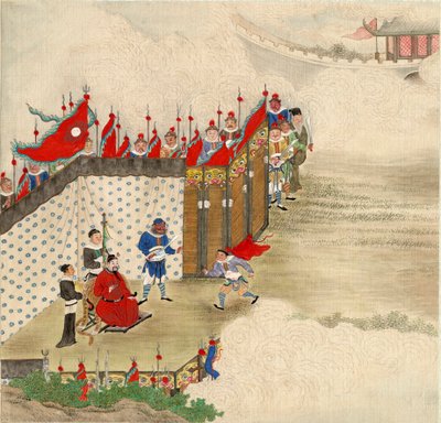 Art chinois : un prince chinois recevant un messager - School Chinese