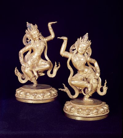 Bodhisattva, paire de figures Husante - School Chinese