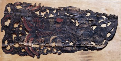 Art chinois : cuir de bœuf découpé pour le jeu des ombres chinoises lors des représentations théâtrales de l