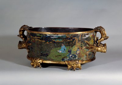 Art chinois : cache-pot en émail cloisonné - School Chinese