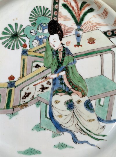 Art chinois : la dame sur un banc - School Chinese