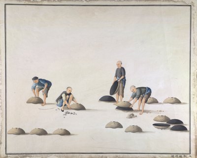 Fermez les moitiés du moule et examinez le moule, fabrication de fonte en Chine, c.1820 - School Chinese