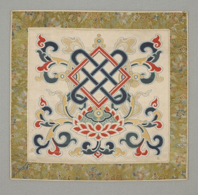 Huit objets précieux bouddhistes, nœud sans fin, XVIIe siècle (soie tissée composée et satinée) - School Chinese