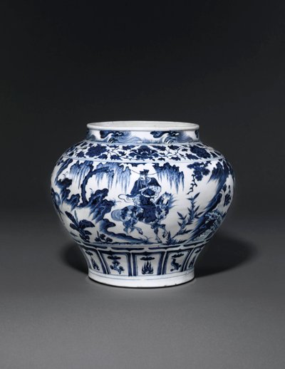 Pot bleu et blanc exceptionnellement rare et important, dynastie Yuan, milieu du 14ème siècle - School Chinese