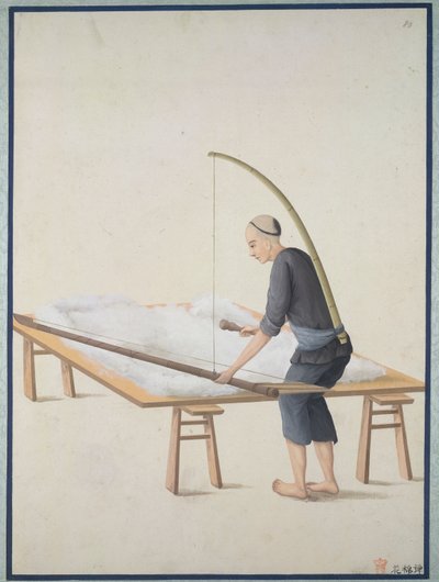Ébouriffage du coton, pour des couettes, vers 1800 - School Chinese