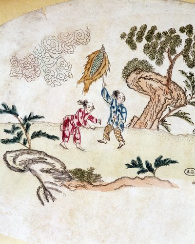 Personnages de cerf-volant - Estampe chinoise - School Chinese