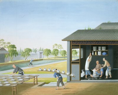 Fabrication de porcelaine, Chine, vers 1820 (gouache sur papier) - School Chinese