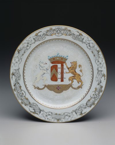 Assiette avec armoiries, vers 1740 - School Chinese
