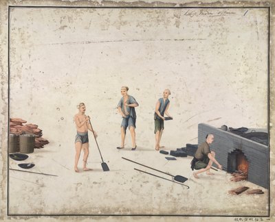Ajout de plomb, de soufre et de mercure, fabrication de minium en Chine, vers 1820 - School Chinese