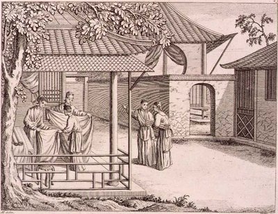 Vente de la soie après tissage, Chine, fin du XVIIIe siècle - School Chinese