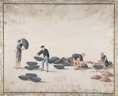 Retirez le moule et sortez la bonne casserole à fond rond, fabrication de fonte en Chine, vers 1820 - School Chinese