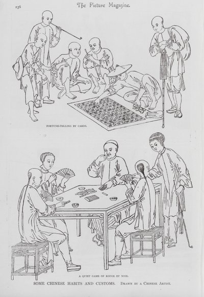 Jeux de cartes traditionnels chinois et coutumes (gravure) - School Chinese