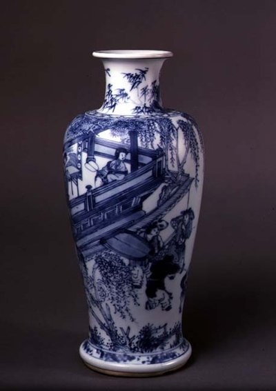 Vase représentant une dame sur un balcon, chinois, vers 1690-1710 - School Chinese