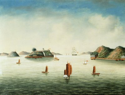 Vue de la région de Canton, vers 1850 (huile sur toile) - School Chinese