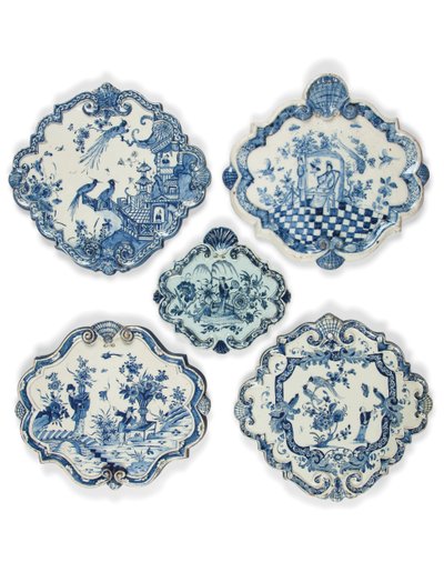 Plaques en forme de losange chinoises de Delft, fin XVIIe - début XVIIIe siècle - School Dutch